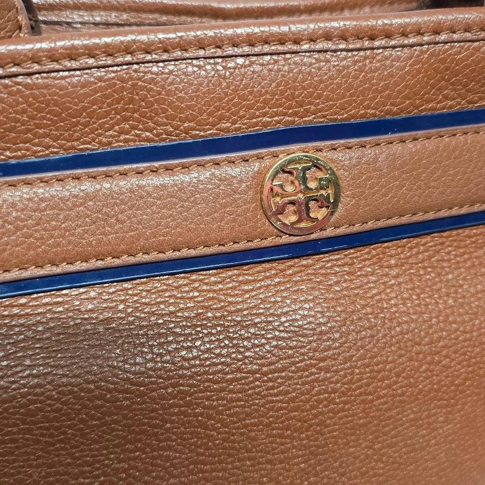 Tory Burch Horsebit Jaden Tote In Genuine Cognac Brown Leather Business Casual